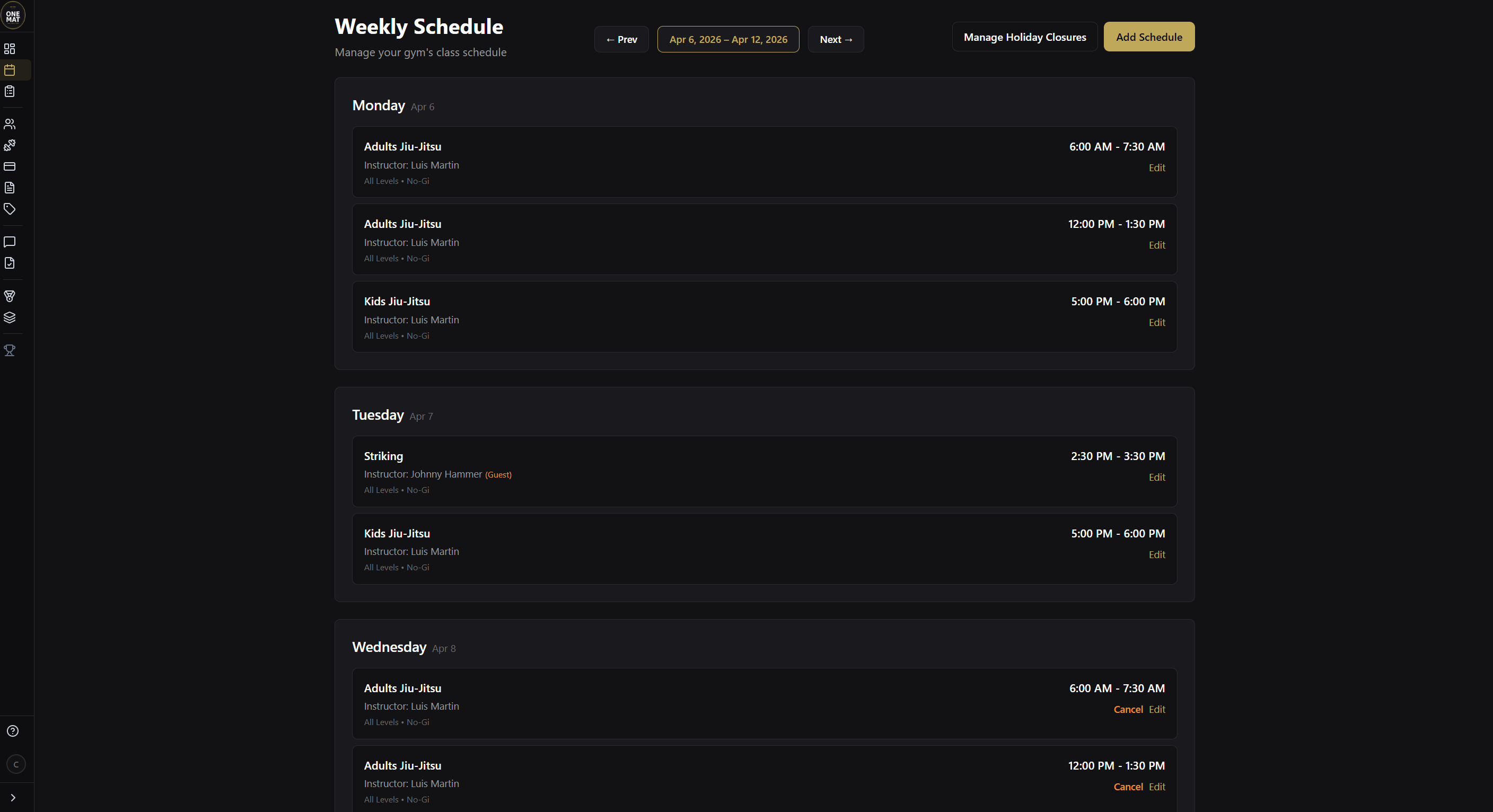 Weekly Schedule